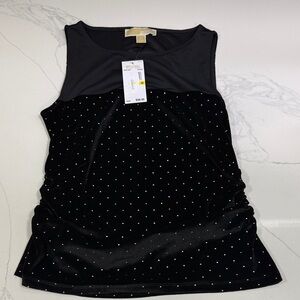 MICHAEL Michael Kors Black Velvet Tank with Gold Dot Embellishments